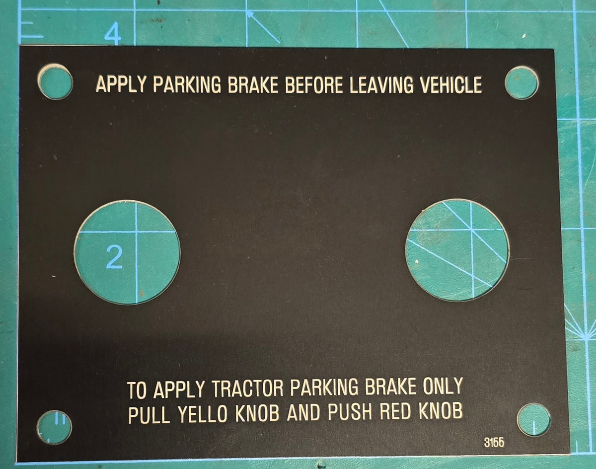 Kenworth Parking Brake Switch Plate 3155