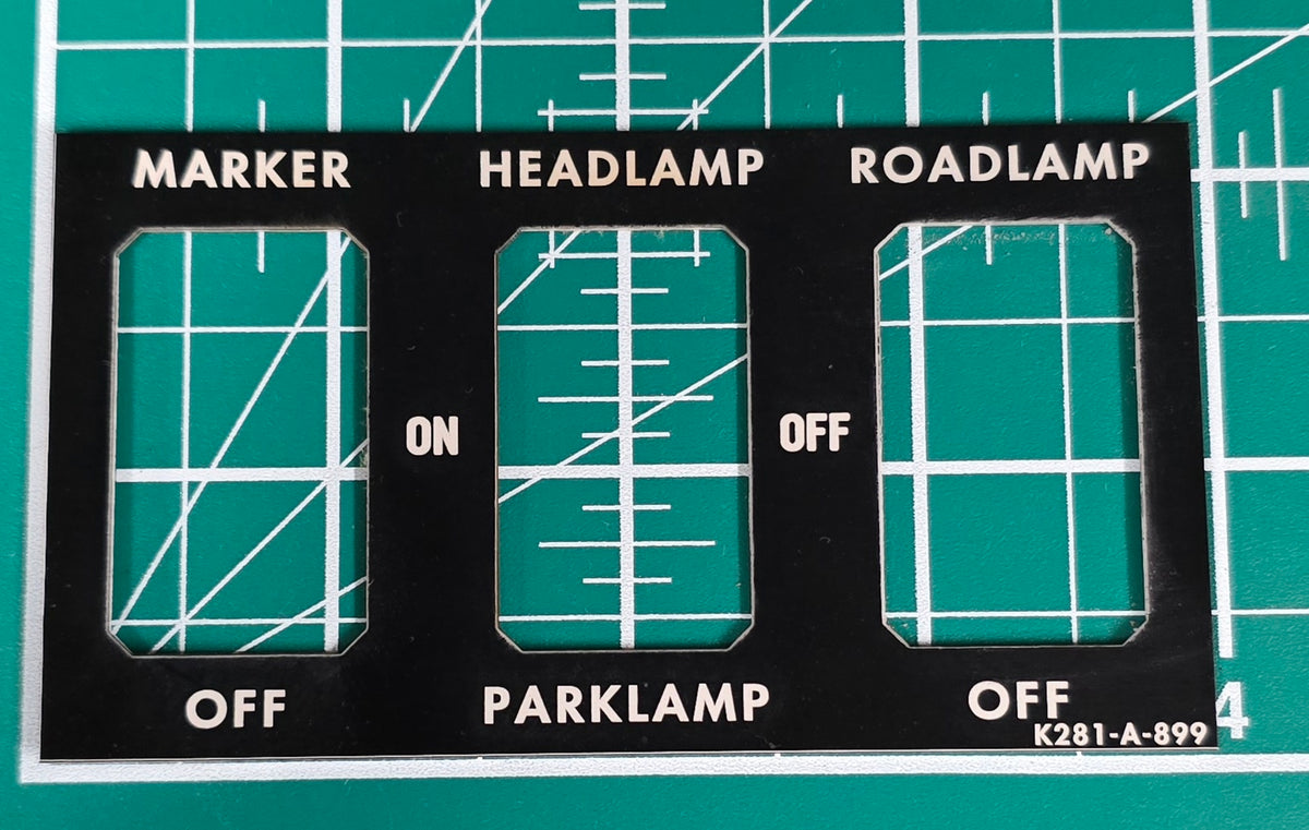 Kenworth Marker Headlamp Road Park lamp Switch Plate K281-A-899