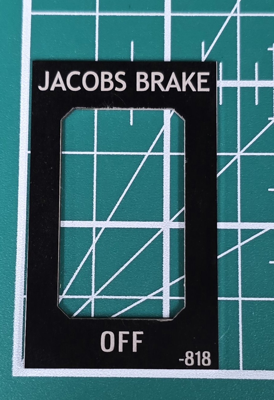 Kenworth Rocker Switch Jacobs Brake Plate 818 – Anodized Aluminum Dash Tag