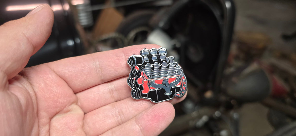 Ford 59AB Flathead Engine Enamel Pin – 1.5" Hot Rod Collectible