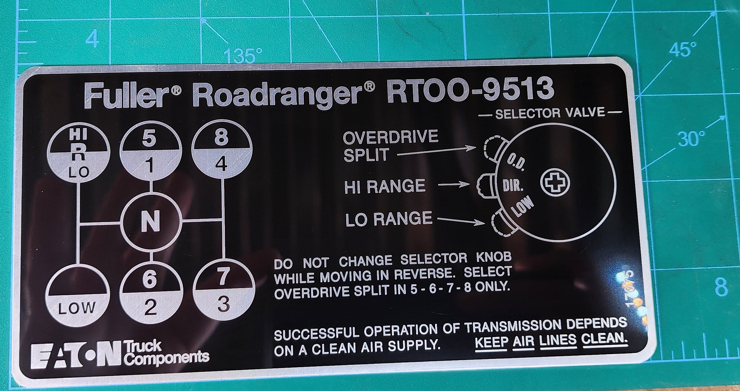 Rf1a Shift Pattern Eaton Fuller RTOO-9513 Shift Pattern Plate – The Tag Guy