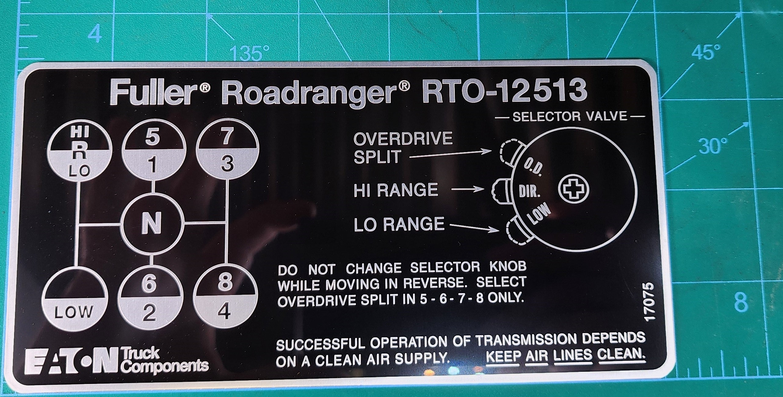 Fuller Roadranger RTO-12513 Shift Pattern Plate – The Tag Guy