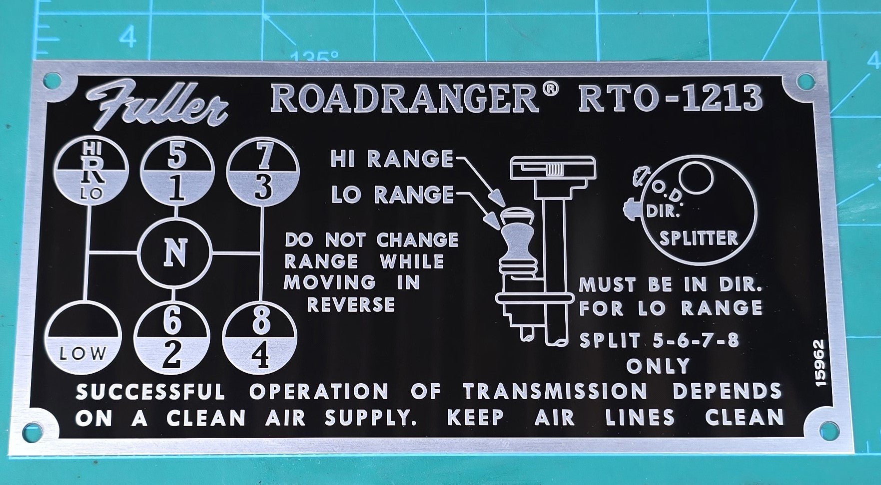 Fuller Roadranger RTO-1213 Shift Pattern Plate – The Tag Guy