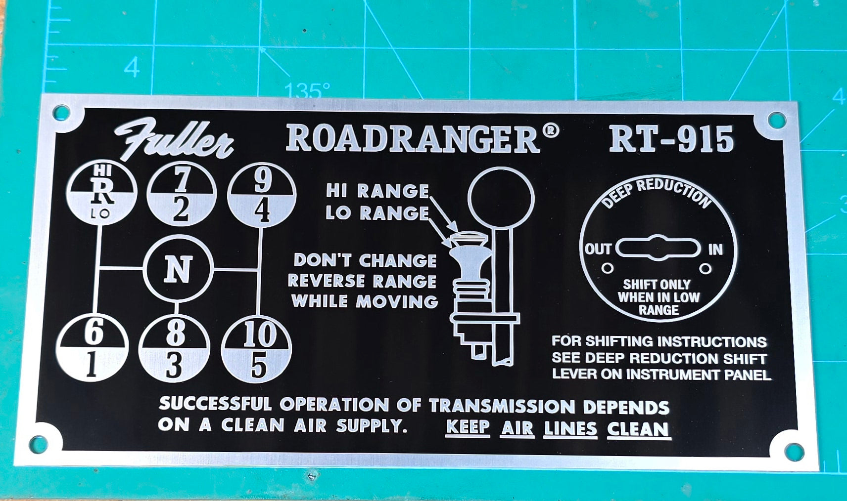 Road Ranger Shifter Eaton Fuller Roadranger RT-915 Shift Pattern Plate – The Tag Guy