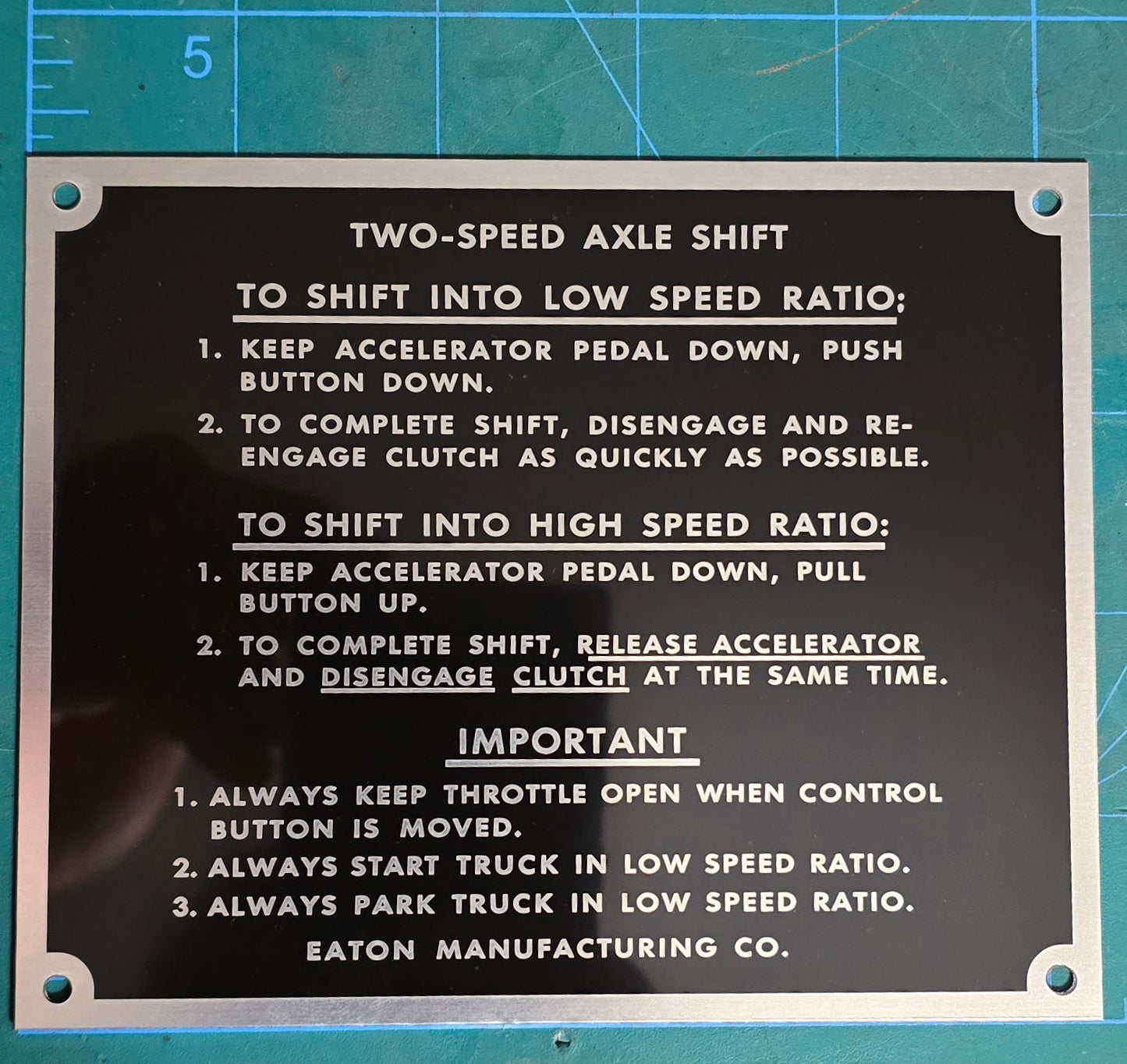 2 Speed Axle Shift Instructions