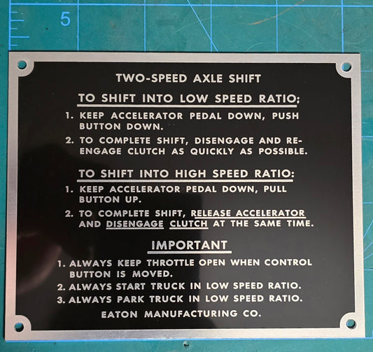 2 Speed Axle Shift Instructions