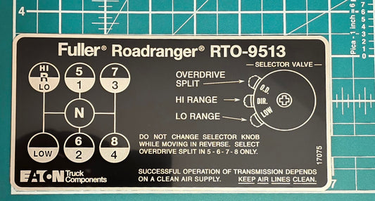 Eaton Fuller RTO-9513 Shift Pattern Plate