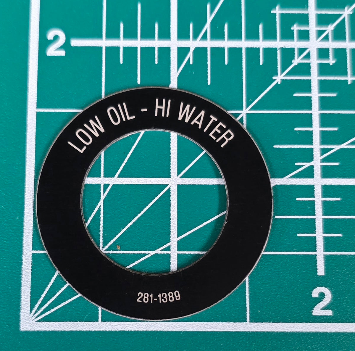 Kenworth Low Oil Hi Water Indicator Plate Part 281-1389