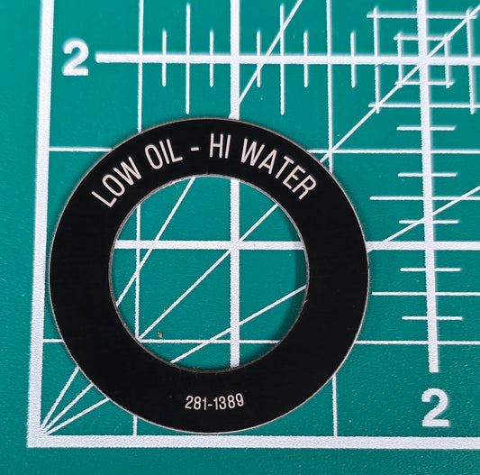 Kenworth Low Oil Hi Water Indicator Plate Part 281-1389