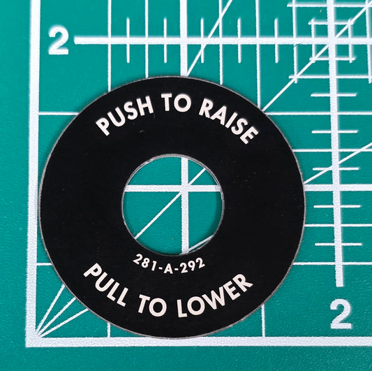 Kenworth Push to Raise Pull to Lower Switch Plate 281-A-292